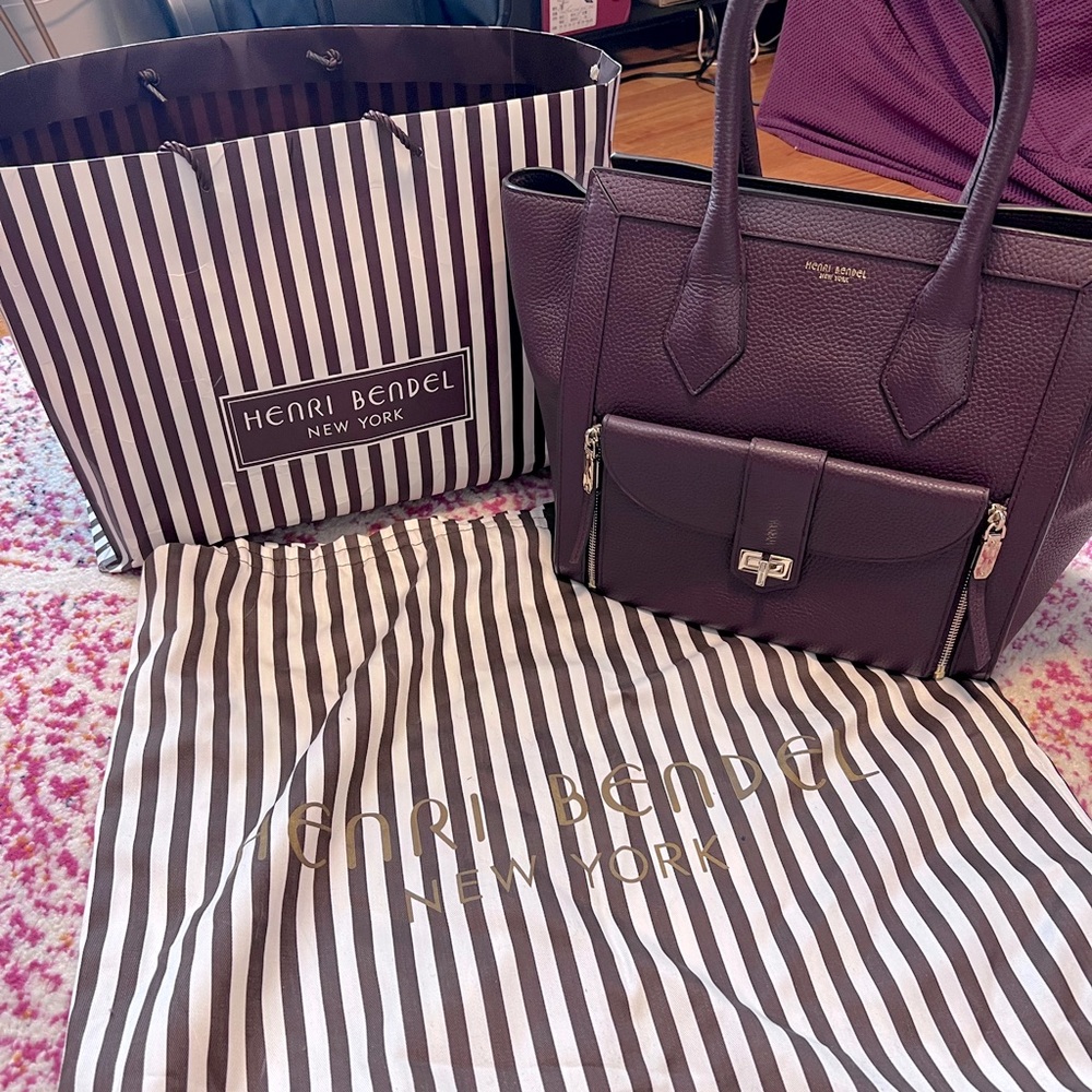 100% authentic Henri Bendel maroon tote bag